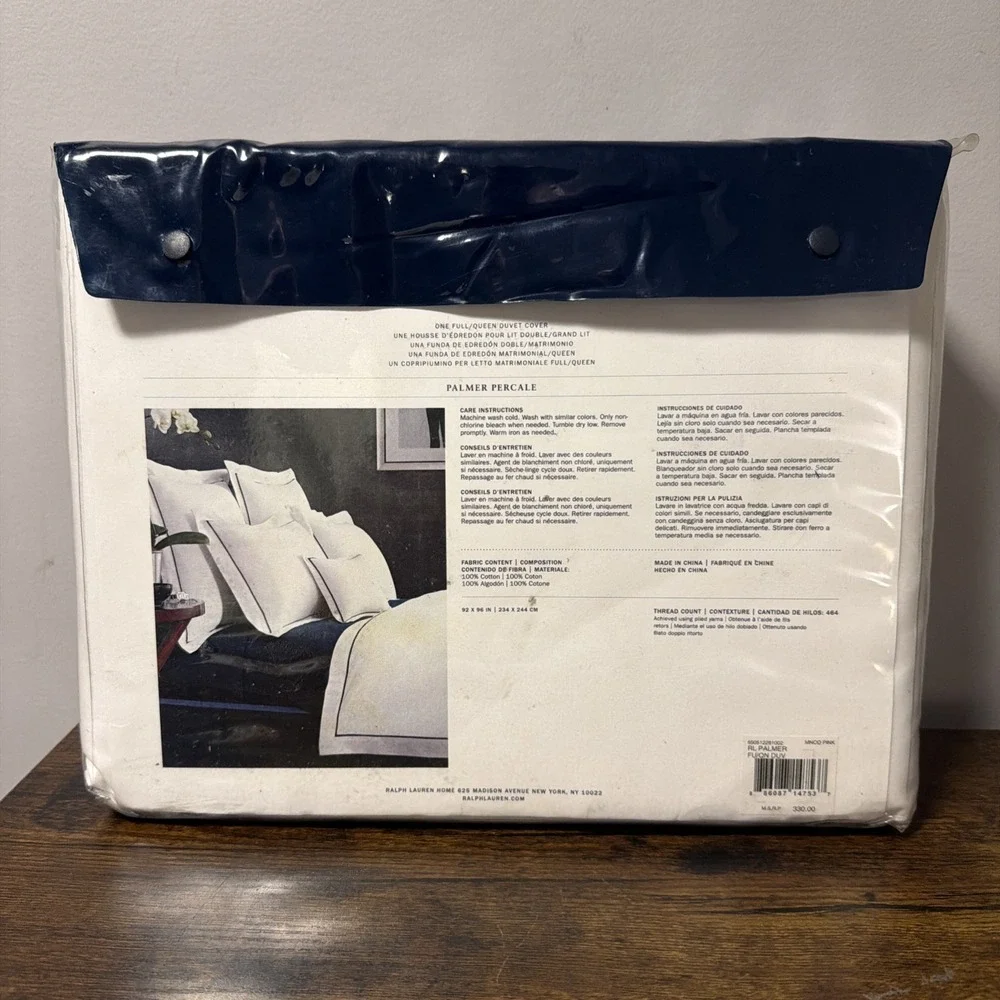 NEW Ralph Lauren Palmer Percale Full/Queen Duvet Cover, 100% Cotton White & Pink